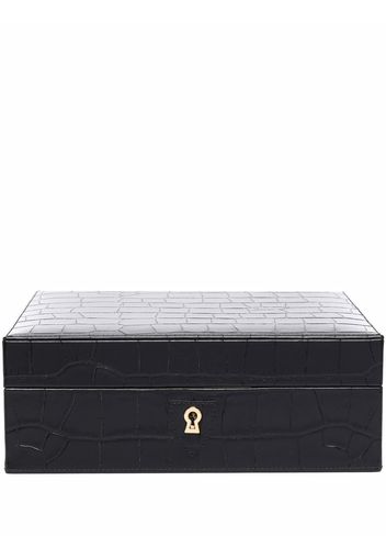 Aspinal Of London crocodile-embossed leather square box - Schwarz