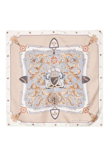 Aspinal Of London logo-print silk scarf - Nude