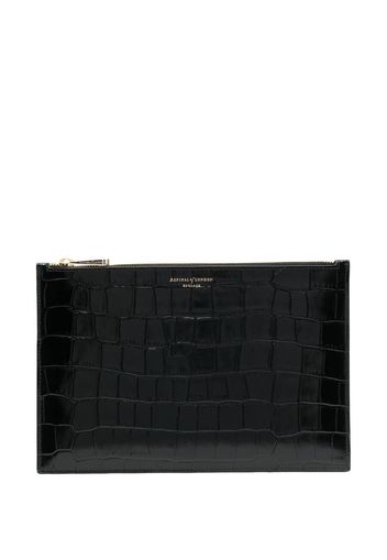 Aspinal Of London Essential croco-embossed pouch - Schwarz