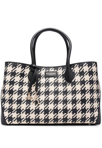 Aspinal Of London London houndstooth woven tote bag - Nude