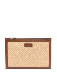 Aspinal Of London Essential raffia make-up bag - Braun