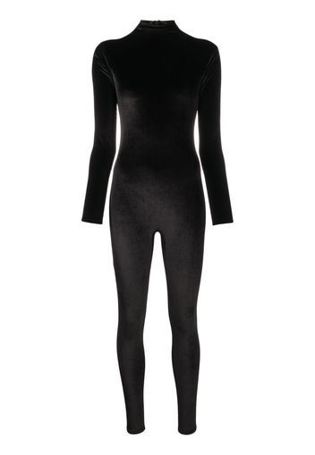 Atu Body Couture velvet-effect long-sleeve jumpsuit - Schwarz