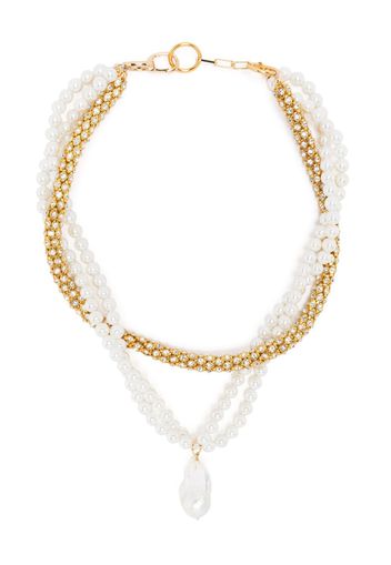 Atu Body Couture crystal-embellished pearl necklace - Gold