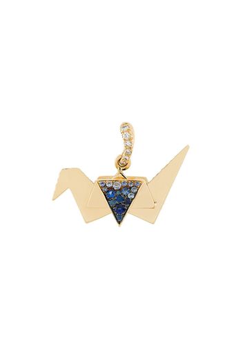 Aurelie Bidermann 18kt 'Origami' Gelbgoldhalskette mit Diamanten und Saphir - Metallisch