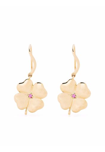 Aurelie Bidermann 18kt Clover Gelbgoldohrringe mit rosa Saphir