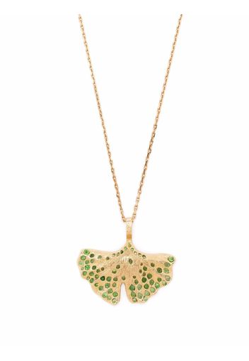 Aurelie Bidermann 18kt Gingko Gelbgoldhalskette mit Tsavorit