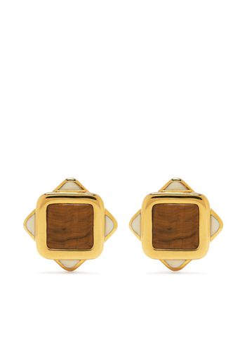 Aurelie Bidermann Ambora tiger-eye stud earrings - Gold