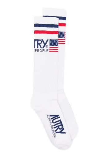 Autry intarsia-knit ribbed socks - Weiß