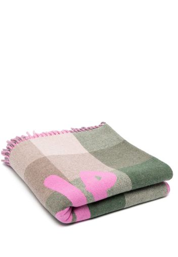 Autry logo-patch checkered knitted blanket - Nude