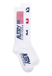 Autry intarsia-logo ribbed socks - Weiß