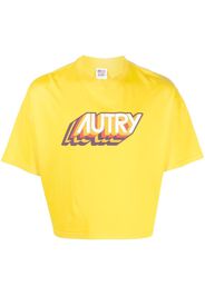 Autry logo-print cropped T-shirt - Gelb