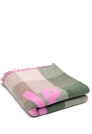 Autry logo-patch checkered knitted blanket - Nude