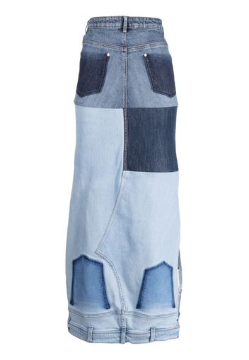 A.W.A.K.E. Mode upcycled trompe l'oeil denim maxi skirt - Blau