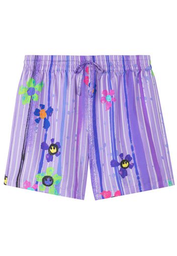 AZ FACTORY floral print striped shorts - Violett