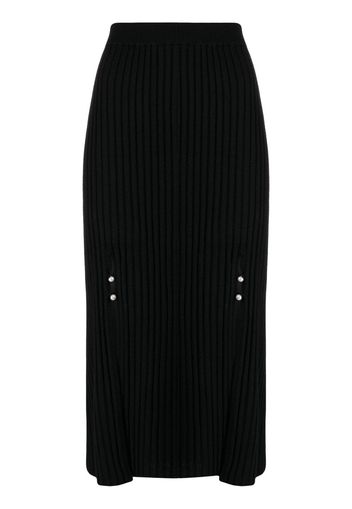 b+ab ribbed-knit front-slit skirt - Schwarz