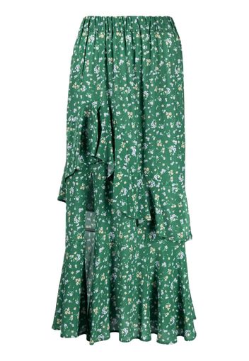 b+ab floral-print tiered skirt - Grün