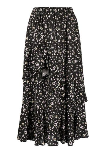 b+ab floral-print tiered skirt - Schwarz