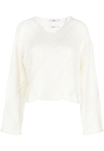 b+ab open-knit V-neck jumper - Weiß