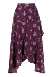 b+ab asymmetric floral-print midi skirt - Violett
