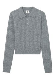 b+ab cable-knit buttoned polo top - Grau