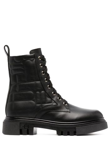 Baldinini embossed-effect combat boots - Schwarz