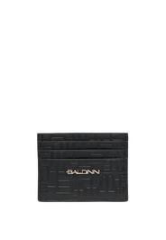 Baldinini monogram-pattern leather card holder - Schwarz