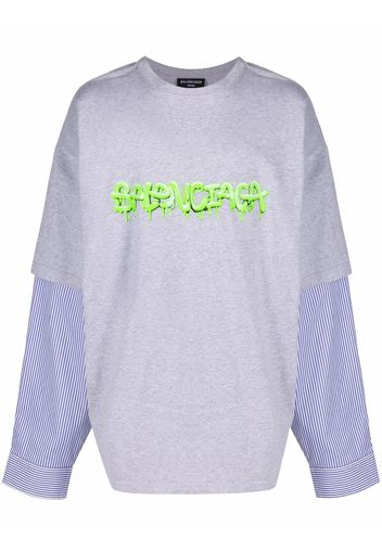 Balenciaga slime logo layered sleeve T-shirt - Grau