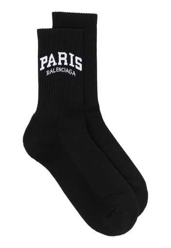 Balenciaga logo-intarsia tennis socks - Schwarz