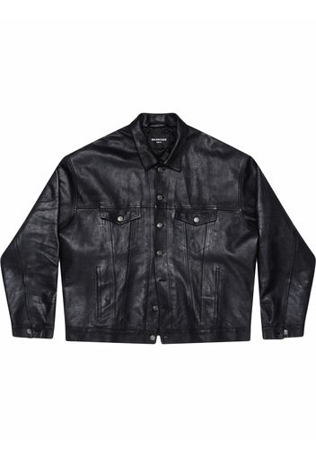Balenciaga denim-style leather jacket - Schwarz