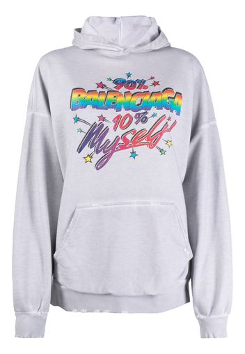 Balenciaga rainbow logo cotton hoodie - Grau