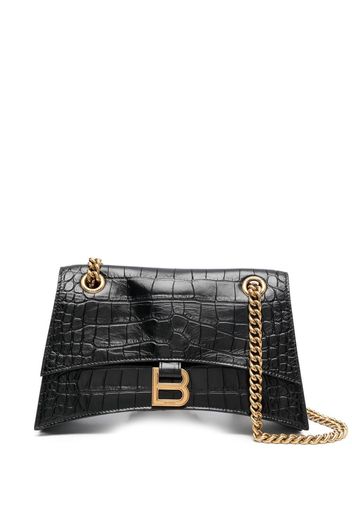 Balenciaga Crush crocodile-embossed crossbody bag - Schwarz