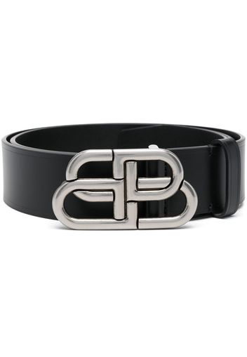 Balenciaga logo-buckle leather belt - Schwarz