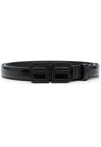 Balenciaga crystal-embellished logo-buckle belt - Schwarz