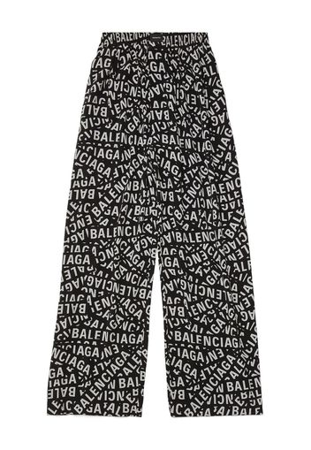 Balenciaga logo-print wide-leg trousers - Schwarz