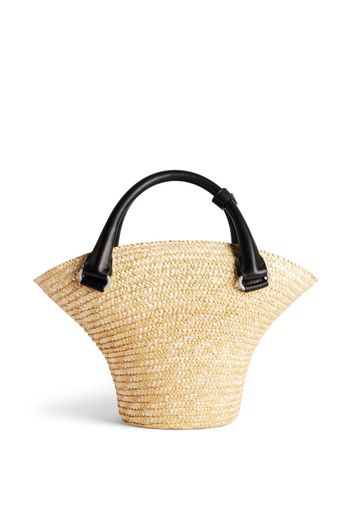 Balenciaga mini braided-raffia tote bag - Nude