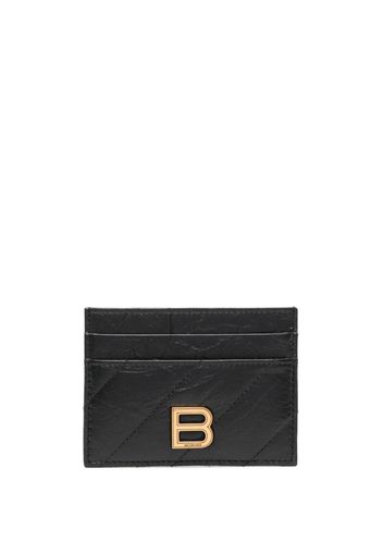 Balenciaga logo-plaque leather cardholder - Schwarz