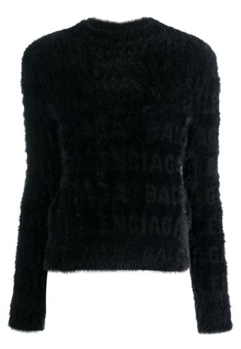 Balenciaga logo-knit fuzzy jumper - Schwarz