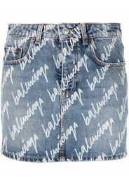 Balenciaga Jeans-Minirock mit Logo-Print - Blau