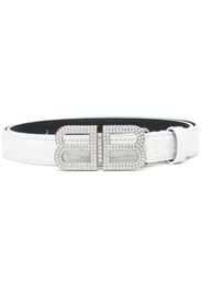 Balenciaga crystal-embellished logo-buckle belt - Weiß