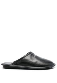 Balenciaga logo-print leather slippers - Schwarz