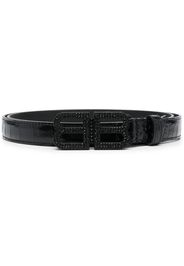 Balenciaga crystal-embellished logo-buckle belt - Schwarz