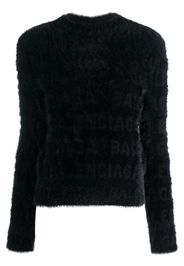 Balenciaga logo-knit fuzzy jumper - Schwarz