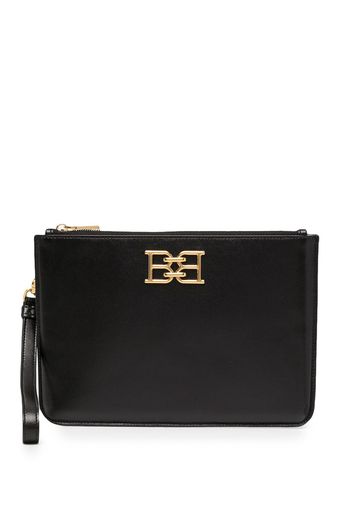 Bally leather logo-plaque clutch - Schwarz