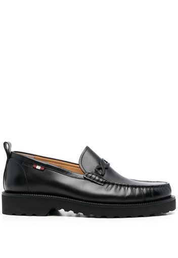 BALLY engraved-logo leather loafers - Schwarz