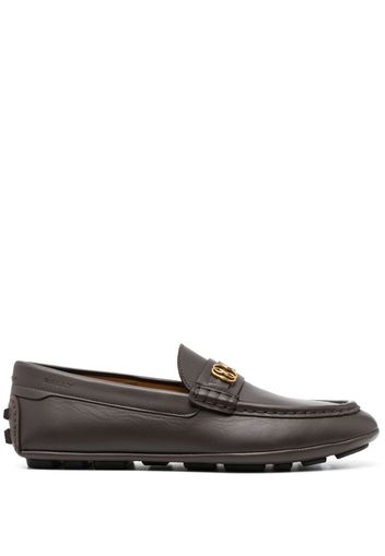 Bally logo-plaque leather moccasins - Braun