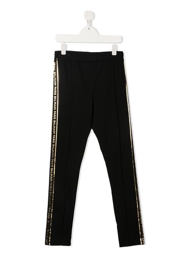 Balmain Kids TEEN Leggings mit Logo-Streifen - Schwarz