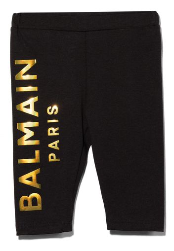 Balmain Kids Leggings mit Metallic-Logo - Schwarz