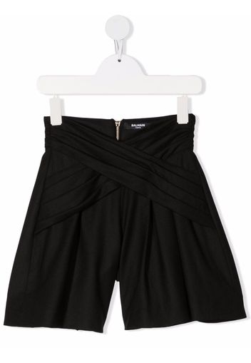 Balmain Kids Geraffte Shorts - Schwarz