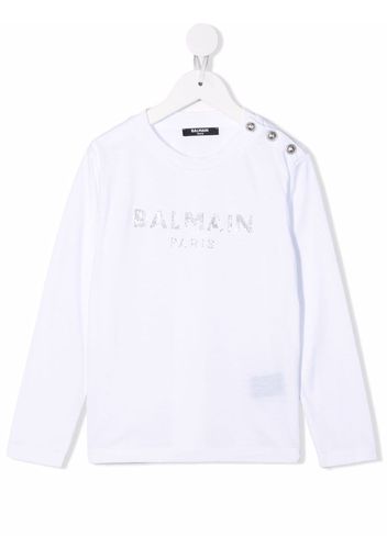 Balmain Kids Sweatshirt mit Logo-Verzierung - Weiß