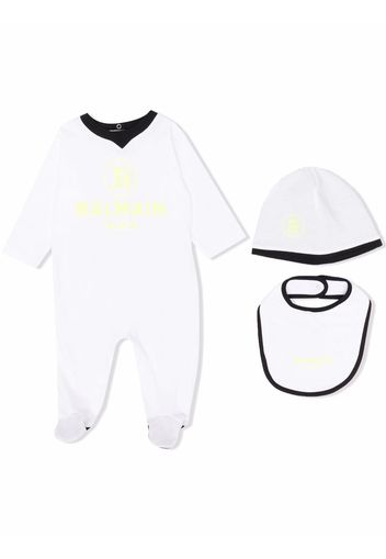 Balmain Kids Strampler-Set mit Logo-Print - Weiß